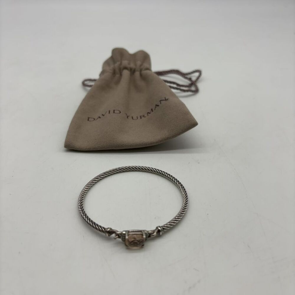 David Yurman Silver Bracelet with Pink Gemstone